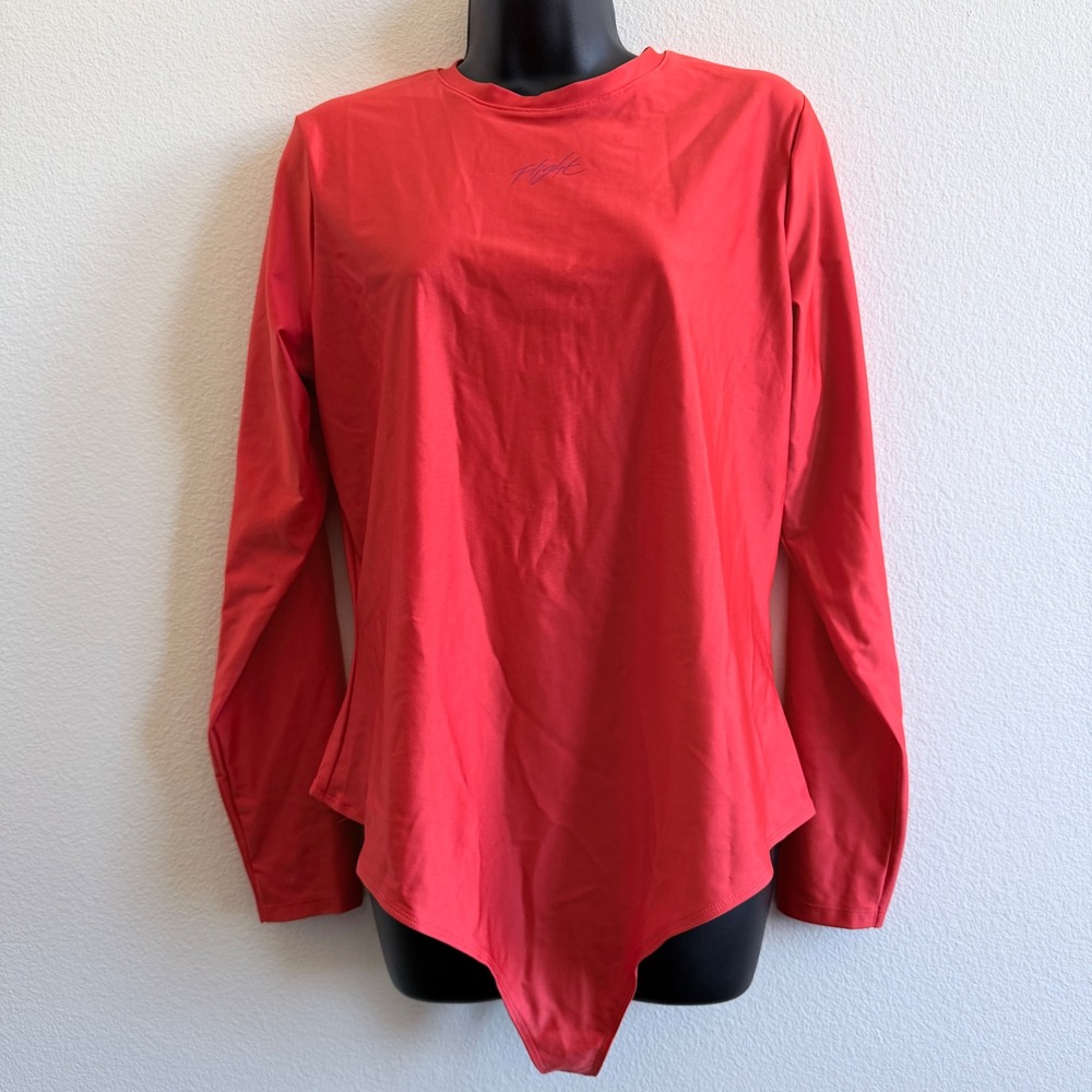 Jordan Flight Womens Long Sleeve Bodysuit Red orang Tight Fit DD7060-634 XXL NEW